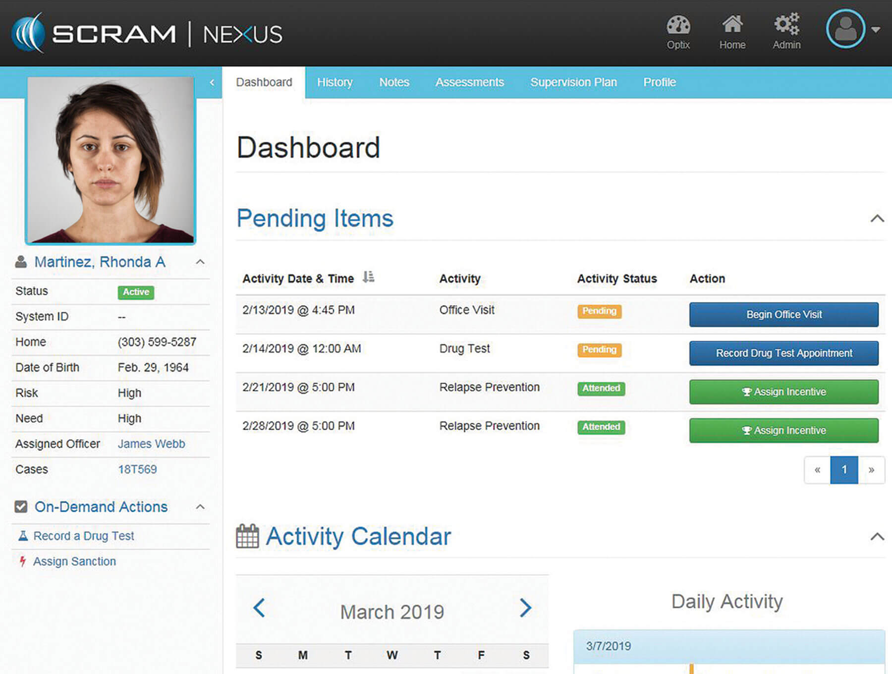 Real-time risk and need assessment with Nexus