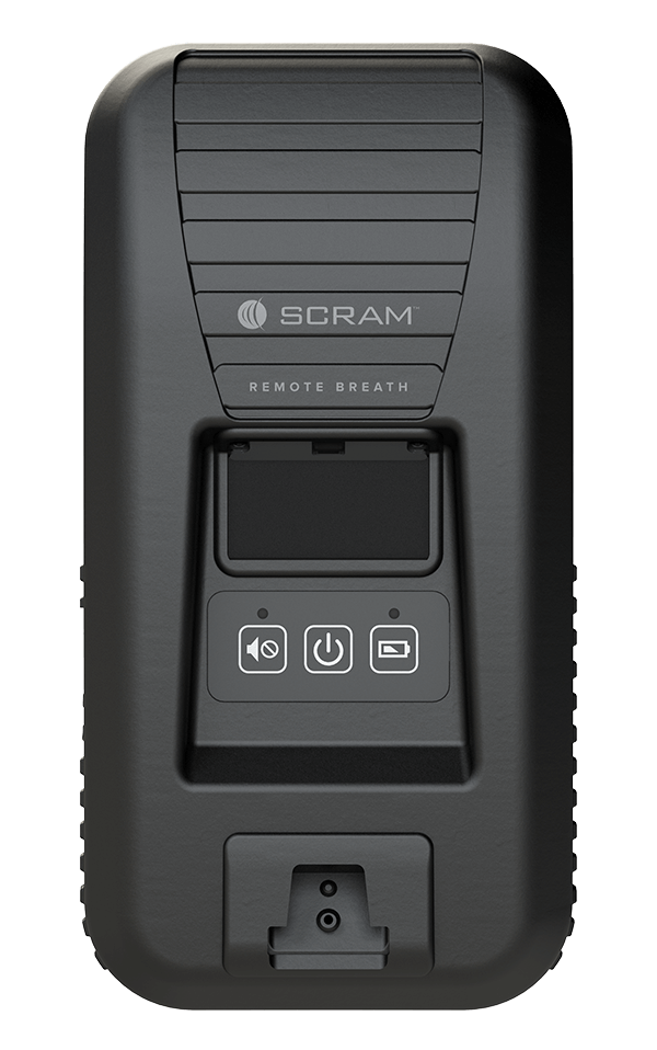 The one-piece, rugged, handheld SCRAM Remote Breath device is easy to carry and use.