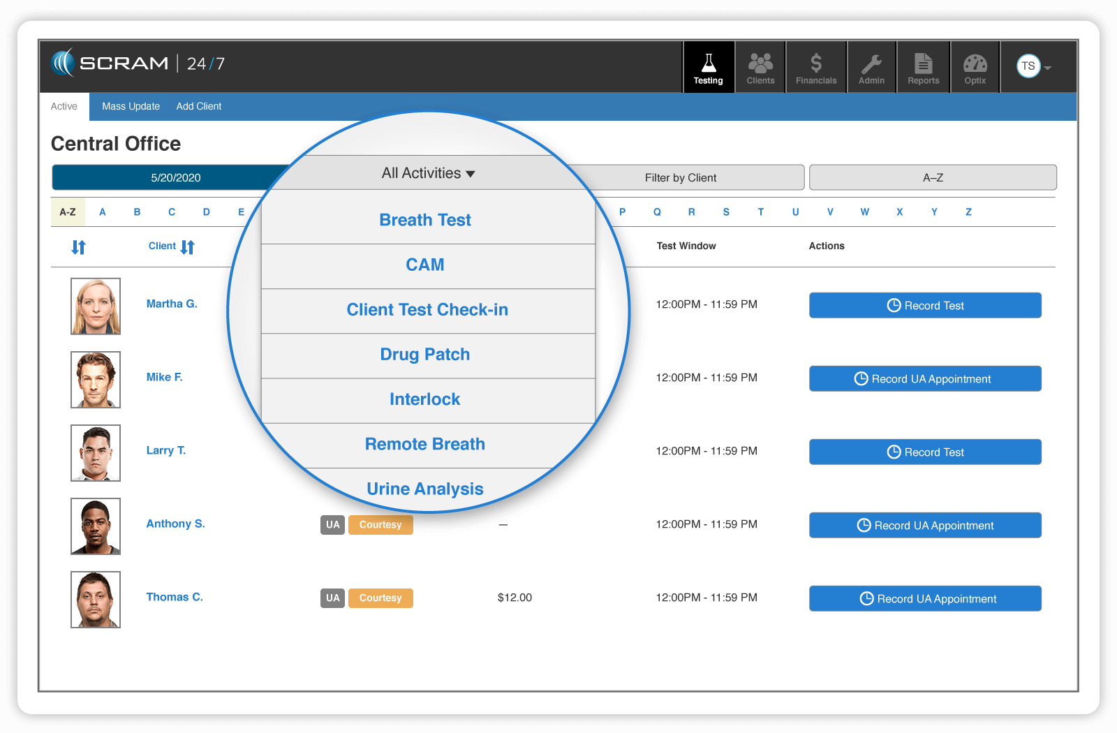 Insight supports all electronic monitoring and drug testing methods.