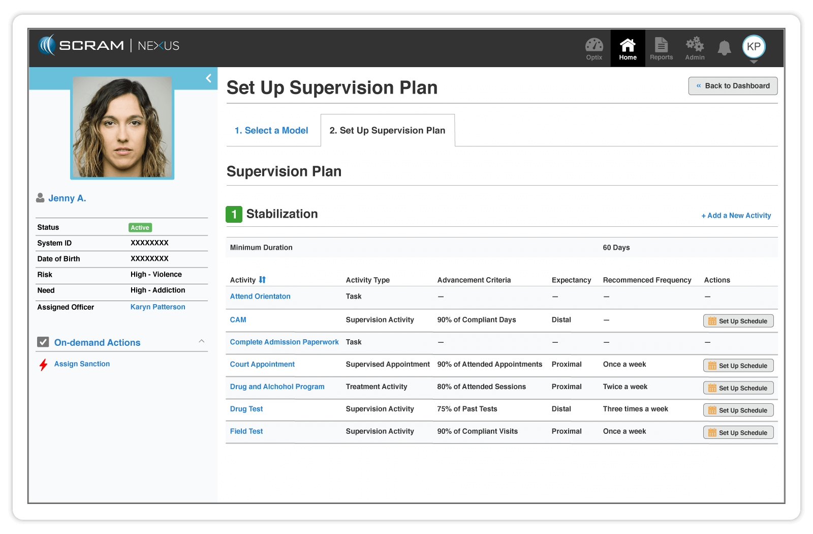 SCRAM Nexus compiles client data to automatically create evidence-based supervision plans.
