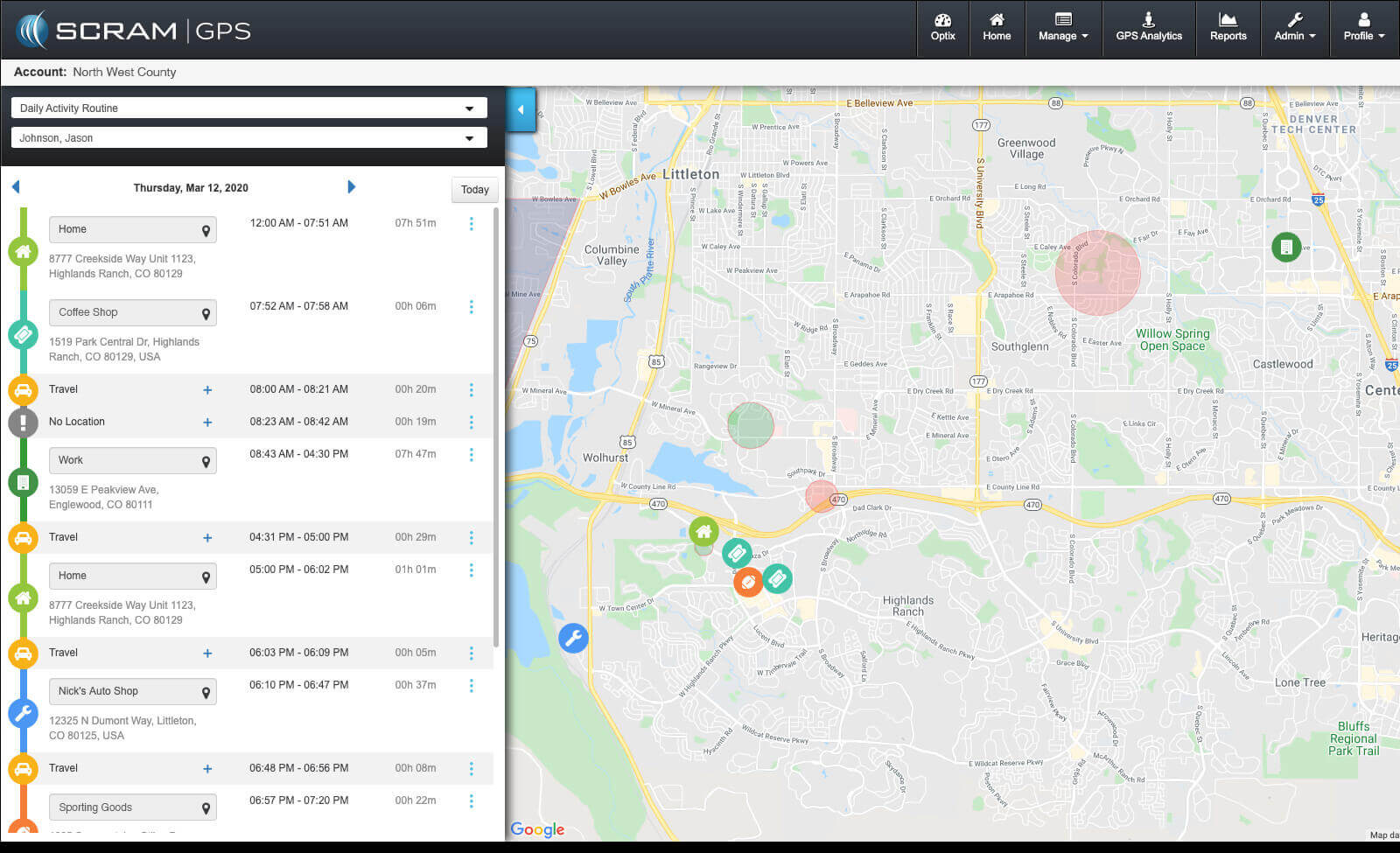 Mapping options allow officers to view Pattern of Life location points by day, week, month, and more.