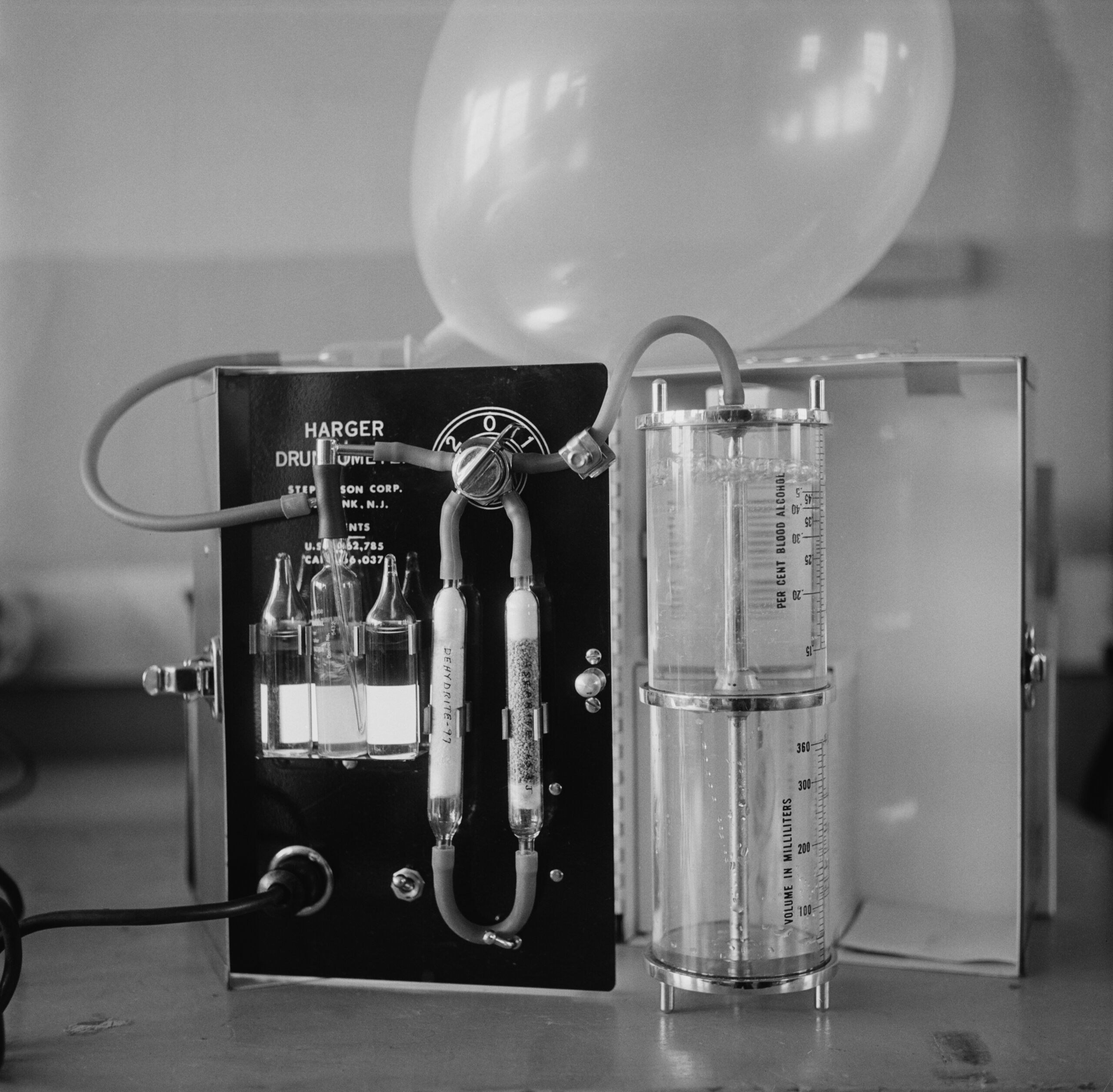 The first breathalyzer, the Drunkometer, invented in 1938.